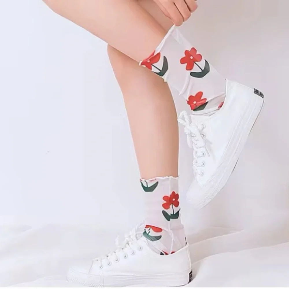 Free People-Mesh Flower Shear Socks
